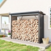 CAPANNO PORTALEGNA IN ACCIAIO DA ESTERNO, BASE RIALZATA E TETTO INCLINATO, 213X66.5X150 CM, GRIGIO SCURO