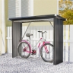 CAPANNO PORTALEGNA IN ACCIAIO DA ESTERNO, BASE RIALZATA E TETTO INCLINATO, 213X66.5X150 CM, GRIGIO SCURO