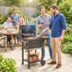 Barbecue a Carbone con Termometro per Patio e Giardino, Nero