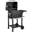 Barbecue a Carbone con Termometro per Patio e Giardino, Nero
