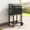 Barbecue a Carbone con Termometro per Patio e Giardino, Nero