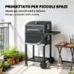Barbecue a Carbone con Termometro per Patio e Giardino, Nero