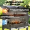 Barbecue a Carbone con Termometro per Patio e Giardino, Nero
