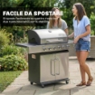 Gas Barbecue, 6 Burners, Side Burner, Cast Iron Grill, Cabinet Included.