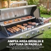 Gas Barbecue, 6 Burners, Side Burner, Cast Iron Grill, Cabinet Included.