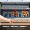 Gas Barbecue, 6 Burners, Side Burner, Cast Iron Grill, Cabinet Included.