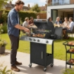 BARBECUE A GAS CON 3 FUOCHI E BRUCIATORE LATERALE, 109X50X109 CM, NERO