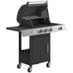 BARBECUE A GAS CON 3 FUOCHI E BRUCIATORE LATERALE, 109X50X109 CM, NERO