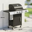 BARBECUE A GAS CON 3 FUOCHI E BRUCIATORE LATERALE, 109X50X109 CM, NERO