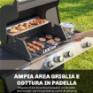 BARBECUE A GAS CON 3 FUOCHI E BRUCIATORE LATERALE, 109X50X109 CM, NERO