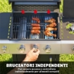 BARBECUE A GAS CON 3 FUOCHI E BRUCIATORE LATERALE, 109X50X109 CM, NERO
