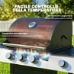 BARBECUE A GAS CON 3 FUOCHI E BRUCIATORE LATERALE, 109X50X109 CM, NERO
