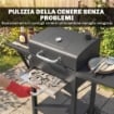 BARBECUE A CARBONE CON 2 RIPIANI LATERALI, TERMOMETRO, COPERCHIO E RUOTE, 110X46.5X101 CM, NERO