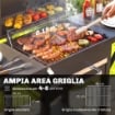 BARBECUE A CARBONE CON 2 RIPIANI LATERALI, TERMOMETRO, COPERCHIO E RUOTE, 110X46.5X101 CM, NERO