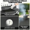 BARBECUE A CARBONE CON 2 RIPIANI LATERALI, TERMOMETRO, COPERCHIO E RUOTE, 110X46.5X101 CM, NERO
