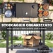 BARBECUE A CARBONE CON 2 RIPIANI LATERALI, TERMOMETRO, COPERCHIO E RUOTE, 110X46.5X101 CM, NERO