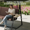 Dondolo da Giardino 3 Posti con Tettuccio Regolabile, Dondolo da Esterno in Metallo con Vassoi Porta Bicchieri, Cuscini Imbottiti, Portata 360kg, per Terrazzo Balcone, 222x131x175 cm, Marrone
