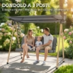 Dondolo 3 Posti con Tettoia Regolabile e Cuscino, in Acciaio, Texteline e Poliestere, 208x125x180 cm, Grigio