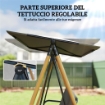Dondolo 3 Posti con Tettoia Regolabile e Cuscino, in Acciaio, Texteline e Poliestere, 208x125x180 cm, Grigio