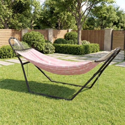 SUPPORTO PER AMACA REGOLABILE E ANTISCIVOLO CON GANCI A S, IN ACCIAIO, 278X97X112 CM NERO