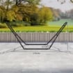 SUPPORTO PER AMACA REGOLABILE E ANTISCIVOLO CON GANCI A S, IN ACCIAIO, 278X97X112 CM NERO
