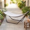 SUPPORTO PER AMACA REGOLABILE E ANTISCIVOLO CON GANCI A S, IN ACCIAIO, 278X97X112 CM NERO