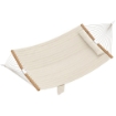 AMACA DA GIARDINO CON CUSCINO E TASCA, IN POLIESTERE CON BARRE DI LEGNO, 325X140X2.5 CM, BIANCO CREMA