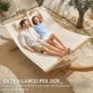 AMACA DA GIARDINO CON CUSCINO E TASCA, IN POLIESTERE CON BARRE DI LEGNO, 325X140X2.5 CM, BIANCO CREMA