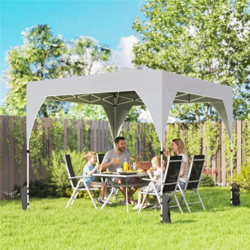 Gazebo Pieghevole 3x3 m con Prese d'Aria, Sacchi di Sabbia e Borsa, in Tessuto Oxford e Metallo, Grigio Scuro