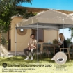 Gazebo Pieghevole Pop-Up 3x3 m con Parete Laterale, in Metallo e Tessuto Oxford, Beige