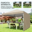 Gazebo Pieghevole Pop-Up 3x3 m con Parete Laterale, in Metallo e Tessuto Oxford, Beige