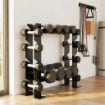 PORTA PESI E RASTRELLIERA MANUBRI A 4 RIPIANI, CARICO 200KG, NERO