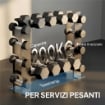 PORTA PESI E RASTRELLIERA MANUBRI A 4 RIPIANI, CARICO 200KG, NERO