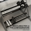 PORTA PESI, RASTRELLIERA MANUBRI REGOLABILE A 3 LIVELLI, ACCIAIO, NERO
