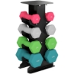 SET 8 MANUBRI PESI ESAGONALI ANTISCIVOLO CON SUPPORTO, IN METALLO E PLASTICA, MULTICOLORE