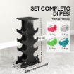 SET 8 MANUBRI PESI ESAGONALI ANTISCIVOLO CON SUPPORTO, IN METALLO E PLASTICA, MULTICOLORE