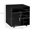 Mobile Porta Stampante a Rotelle con Armadietto e 3 Ripiani Aperti, in Legno, 60x50x65.5 cm, Nero