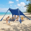 Tenda Spiaggia 2-4 Persone, Tappetino, Paletta, Parasole UPF50+, Blu