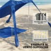 Tenda Spiaggia 2-4 Persone, Tappetino, Paletta, Parasole UPF50+, Blu