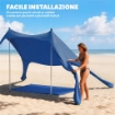 Tenda Spiaggia 2-4 Persone, Tappetino, Paletta, Parasole UPF50+, Blu