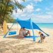 Tenda Spiaggia 2-4 Persone, Tappetino, Pala, Protezione Solare UPF50+, Azzurro