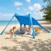 Tenda Spiaggia 2-4 Persone, Tappetino, Pala, Protezione Solare UPF50+, Azzurro