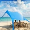 Tenda Spiaggia 2-4 Persone, Tappetino, Pala, Protezione Solare UPF50+, Azzurro