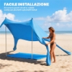 Tenda Spiaggia 2-4 Persone, Tappetino, Pala, Protezione Solare UPF50+, Azzurro
