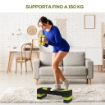 STEPPER FITNESS PER AEROBICA REGOLABILE SU 3 ALTEZZE DA 10-15-20 CM, VERDE E NERO