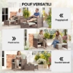 Set Salotto da Giardino con 2 Poltrone, Tavolino e Poggiapiedi Salvaspazio, Marrone