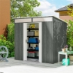 Casetta da Giardino con Porte Scorrevoli e Pavimentazione in Acciaio, 195x122x181.5 cm, Grigio Chiaro