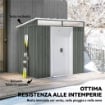 Casetta da Giardino con Porte Scorrevoli e Pavimentazione in Acciaio, 195x122x181.5 cm, Grigio Chiaro
