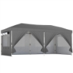 Gazebo Pieghevole 3x6 m Pop Up con 6 Pareti Laterali, Sacchi di Sabbia, Borsa con Ruote, UV50+, Grigio Scuro
