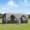Gazebo Pieghevole 3x6 m Pop Up con 6 Pareti Laterali, Sacchi di Sabbia, Borsa con Ruote, UV50+, Grigio Scuro